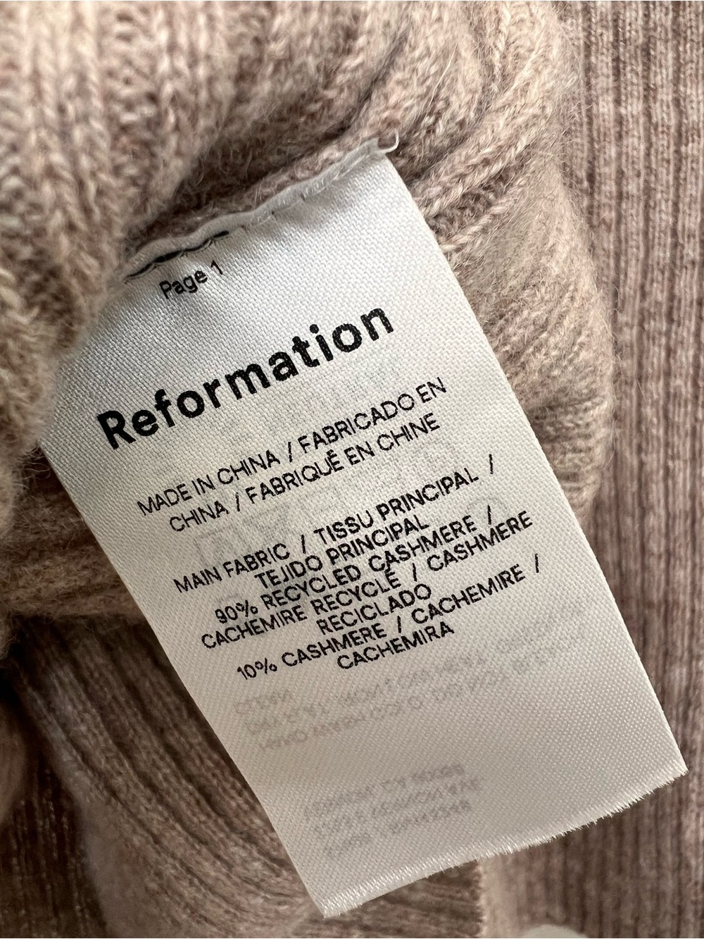 Reformation Brown Cashmere Cropped Turtleneck Sweater Women's Medium - Picture 7 of 8